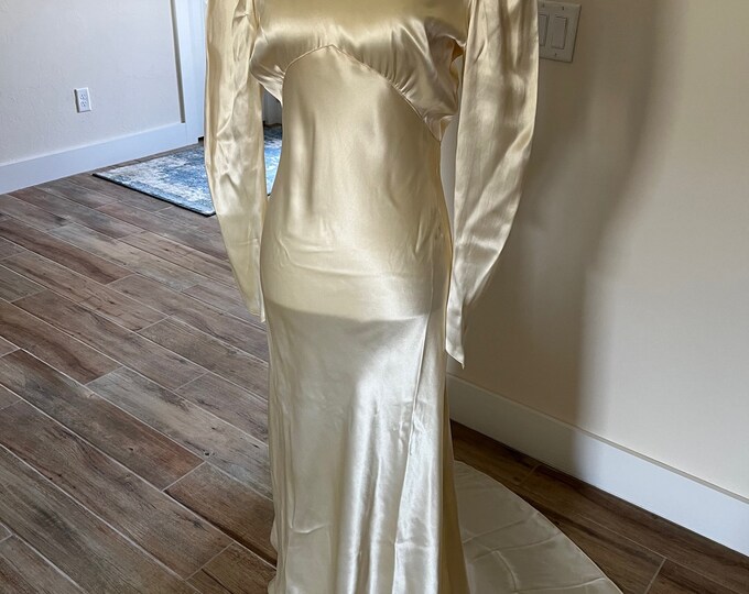 Vintage 1930s Wedding Dress Gown With Train Silk Crepe Back - Etsy