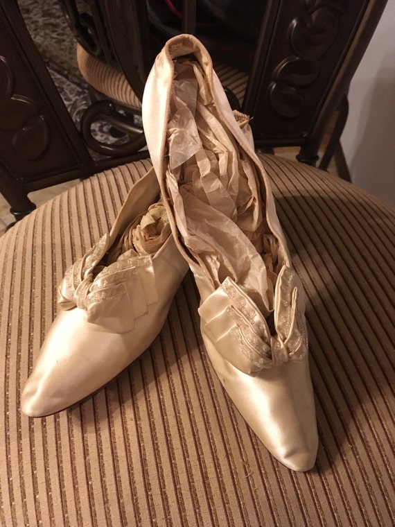 Spectacular Edwardian Beaded Silk Wedding Shoes