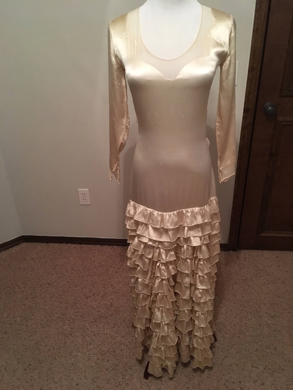 Spectacular 1930s Ruffled Silk Wedding Gown