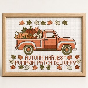 Autumn Harvest Pumpkin Patch Truck Cross Stitch Pattern PDF Instant ...