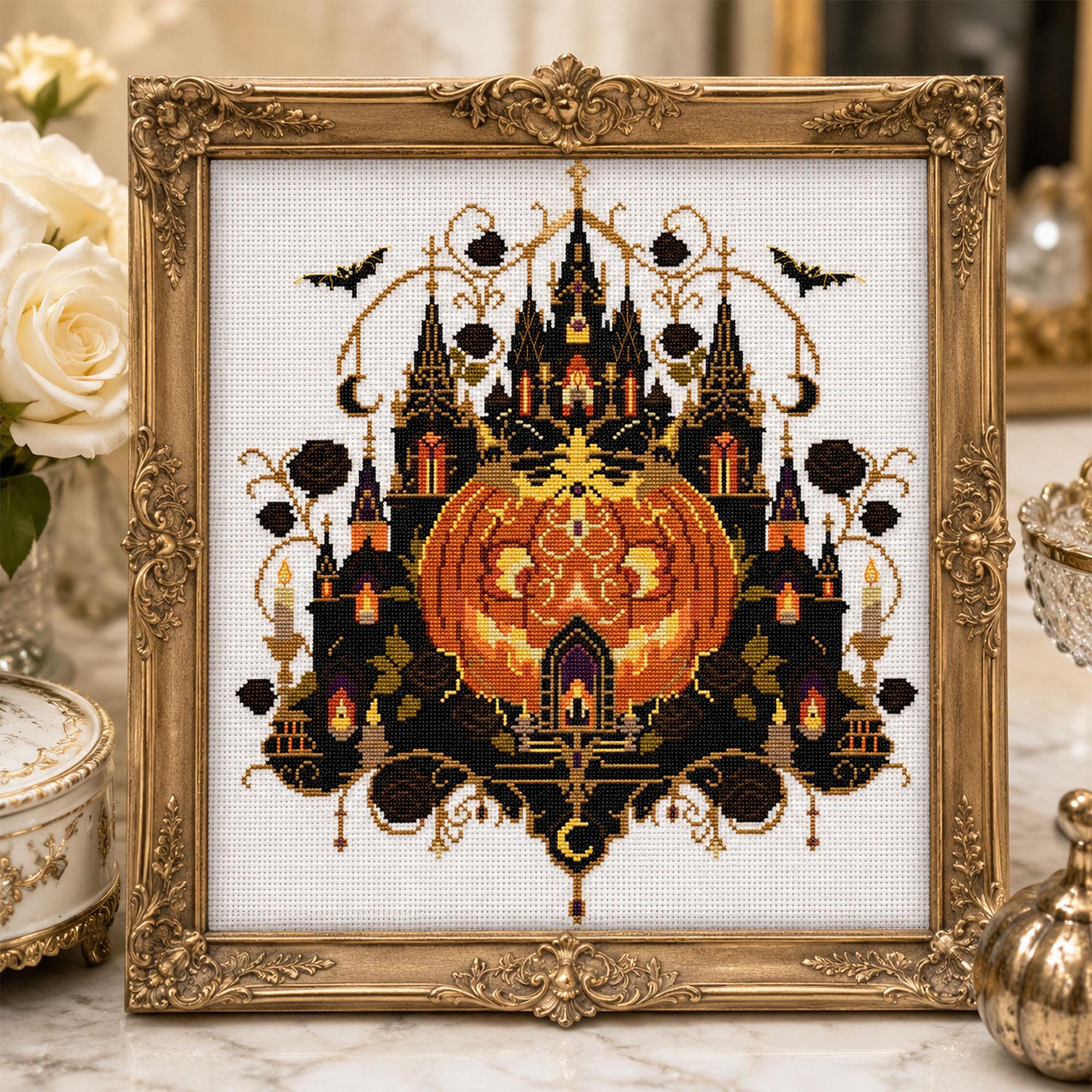 Halloween Gothic Haunted House Cross Stitch Pattern PDF Download - Etsy
