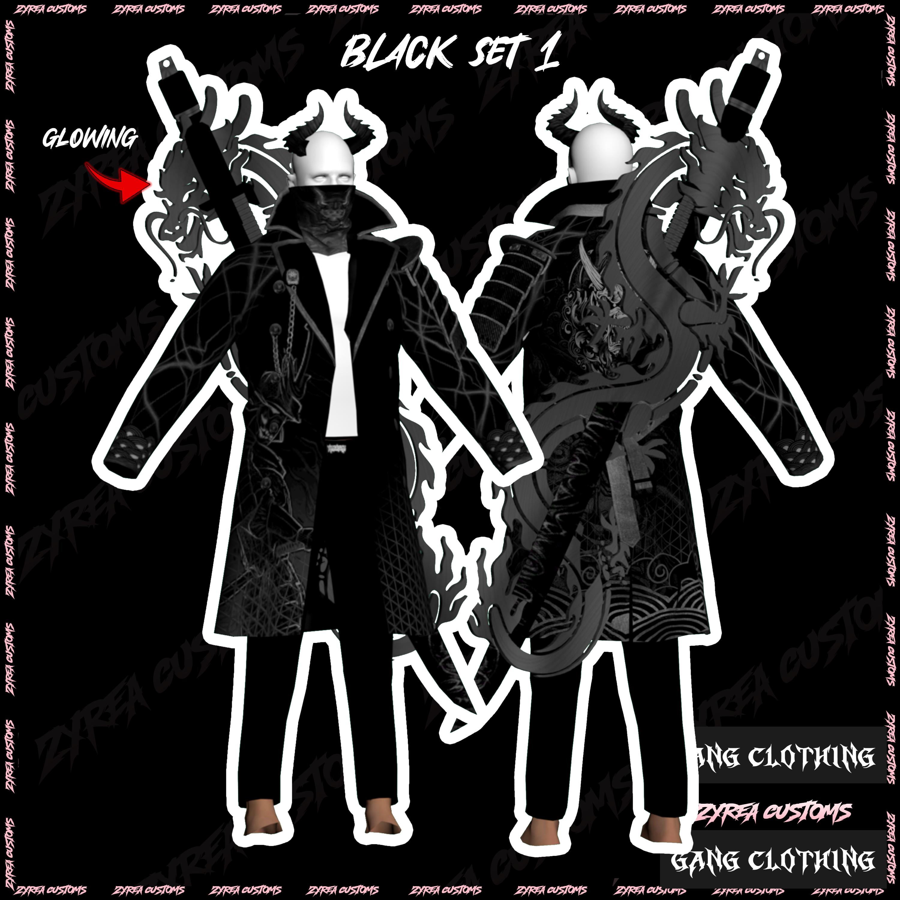 Yakuza Dragon Set 1 | Custom Gang Clothing | Male | Black | RP Servers ...