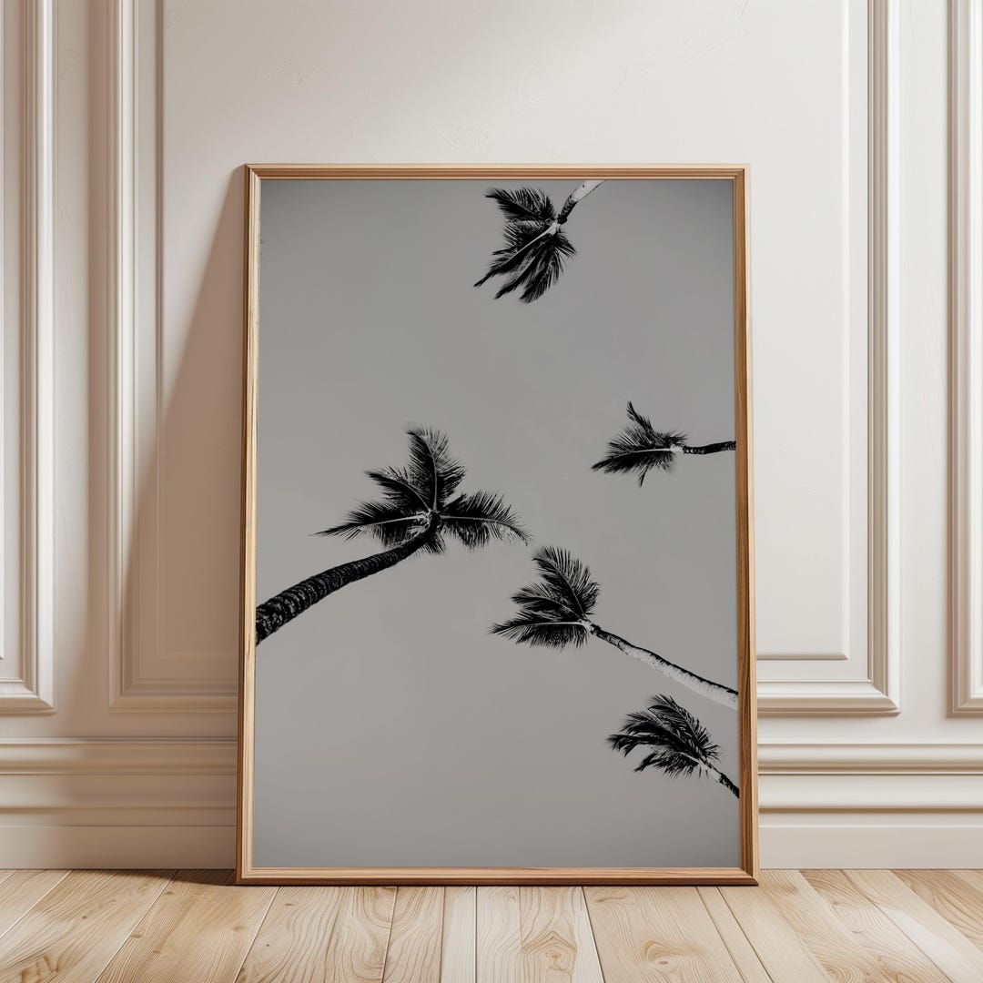 Black and White Palm Tree Print, Tropical Wall Art, Coastal Digital ...