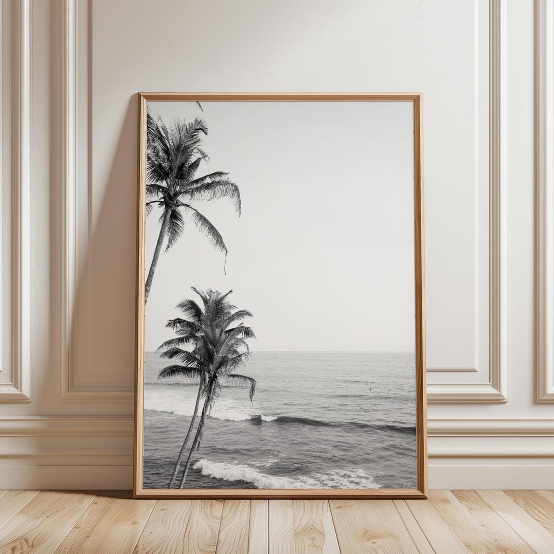 Black and White Palm Tree Print | Coastal Beach Photography ...