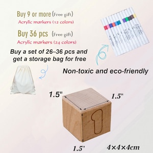 Baby Shower Activity,Color Your Own ABC Blocks, Laser Engraved ,Engraved Wooden Alphabet Blocks for Decorating Games and Activities image 4