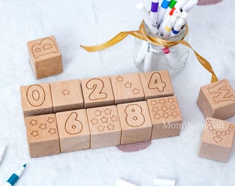 Baby Shower Block Activity- Alphabet Blocks: Baby Shower Keepsake,Laser Engraved,Decorating Games and Activities