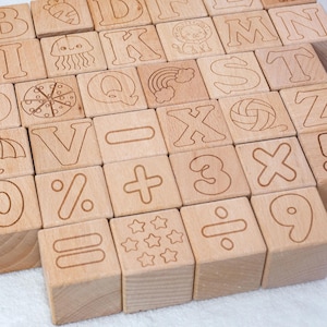 Baby Shower Activity,Color Your Own ABC Blocks, Laser Engraved ,Engraved Wooden Alphabet Blocks for Decorating Games and Activities image 3