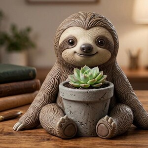 Sloth Planter STL | 3D Printable Succulent Pot (Personal Use)