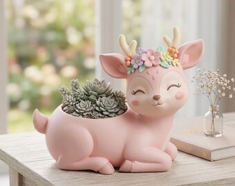Deer Planter STL - Floral Rehkitz Sukkulententopf 3D Druck Modell (persönlicher Gebrauch)