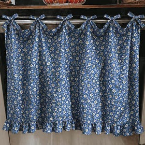 Falda para horno floral hecha a mano - Decoración de cocina bohemia con volantes, cubierta para horno de flores silvestres estilo shabby chic, cenefa de estilo rústico campestre