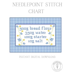 Grille de points de broderie pour recette de levain classique (téléchargement numérique au format PDF)