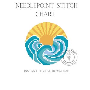Wave Round Needlepoint Stitch Chart | Needlepoint Ornament (Digital Download PDF)