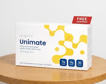 Unimate Yerba Mate Drink Mix – Natural Lemon Flavor, 30 Sachets (Dietary Supplement)
