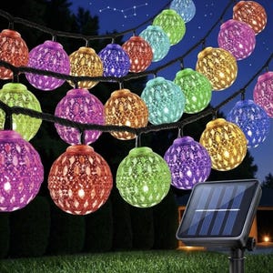 Solar Moroccan Ball String Lights – Garden Fence Decor Fairy Lighting (8 Modes)