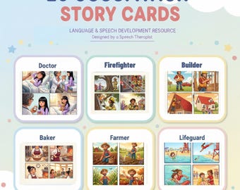 Karty z historiami zawodowymi | Terapia logopedyczna, językowa i narracyjna (materiał do druku)
