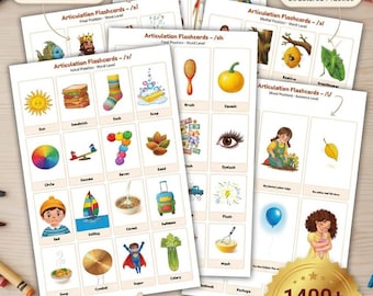Articulation Flashcards Bundle – Initial, Medial & Final Sounds + Sentence Level | Speech Therapy Printable Cards