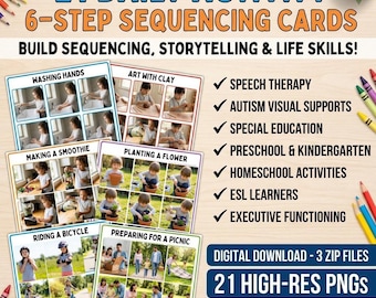 Daily Activity Sequencing Cards – 6 Step Picture Sequences for Kids (Digital Download)