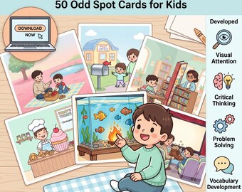 Spot the Silly Mistakes Printable | 50 Odd Spot Cards for Kids (Digital Download)
