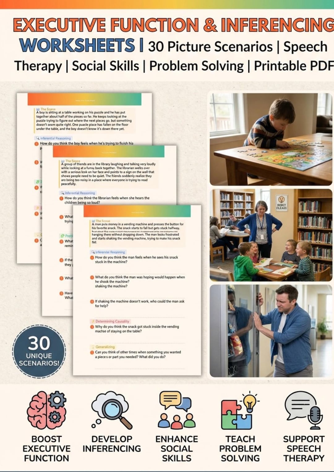 Executive Function & Inferencing Worksheets | Speech Therapy Printable ...