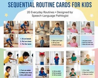 Cartes de routine quotidienne pour enfants | Séquençage visuel, orthophonie