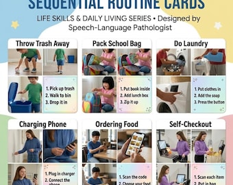 Cartes de séquençage d'aptitudes à la vie quotidienne | Vie quotidienne imprimable | Ressource d'éducation spéciale | Orthophonie
