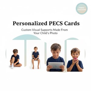 Personalisierte PECS-Karten mit dem Foto Ihres Kindes | Kundenspezifische visuelle Kommunikation für Autismus & besondere Bedürfnisse