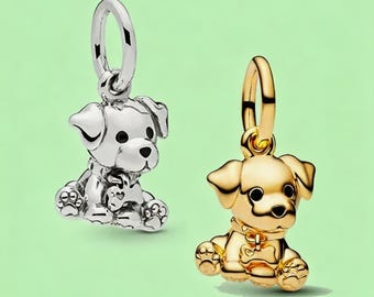 Silver Labrador Puppy Dog Charm Bracelet Pendant, Christmas Gift Her