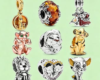 Charm del Rey León, colgante de plata de ley para pulsera o collar, regalo de viaje.