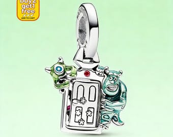 Zawieszka na drzwi Pixar Monsters, Inc., zawieszki do bransoletek, zawieszka srebrna, zawieszka Pandora