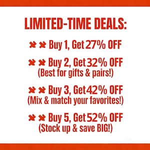 May include: A white background with red text that reads "LIMITED-TIME DEALS:" followed by promotional offers. The offers include discounts like "Buy 1, Get 27% OFF" and "Buy 5, Get 52% OFF".
