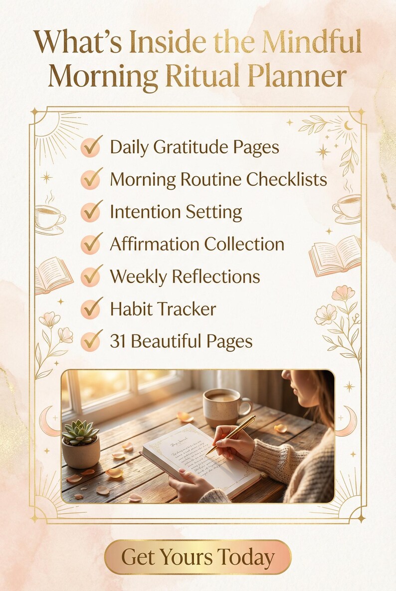 Mindful Morning Ritual Planner | Daily Gratitude Journal, Self Care ...