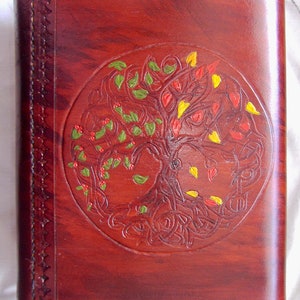 Handmade Leather Book Cover: AA Big Book & 12/12, Tree of Life