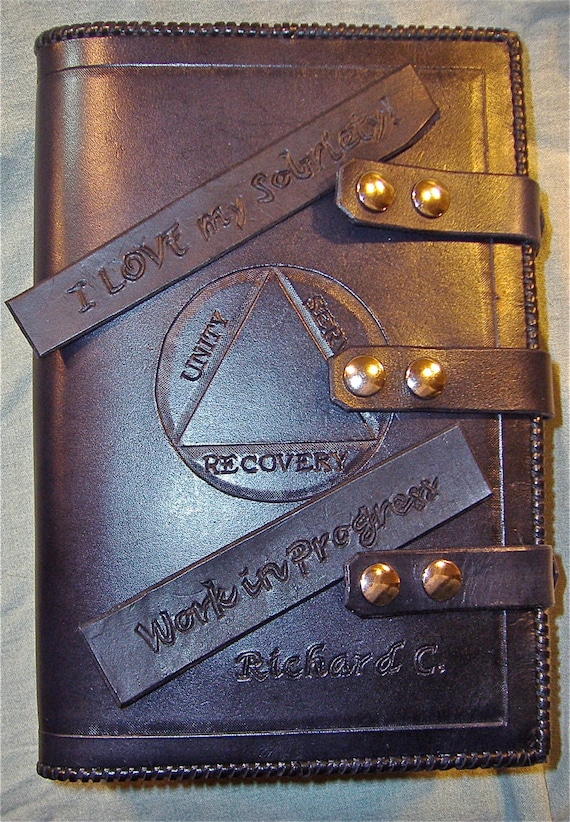 Handmade Leather AA Big Book Cover: 12 & 12, Sobriety Gift - Etsy