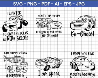 Cars SVG Bundle, Lightning McQueen Quotes, Family Vacation Shirt Design (Digital Download)