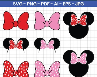 Mouse Bow Svg,  Minnie Mouse Ears, Cricut Cut Files (Digital Download)