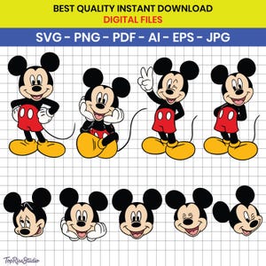 Mickey Mouse Head SVG Bundle, Birthday T-shirt Design (Digital Download)