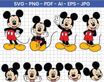 Mickey Mouse Head SVG Bundle, Birthday T-shirt Design (Digital Download)
