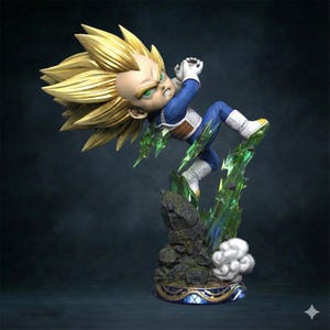 Escultura de Vegeta SSJ3 Daima / Archivos de impresión 3D del guerrero rival de élite (descarga STL)