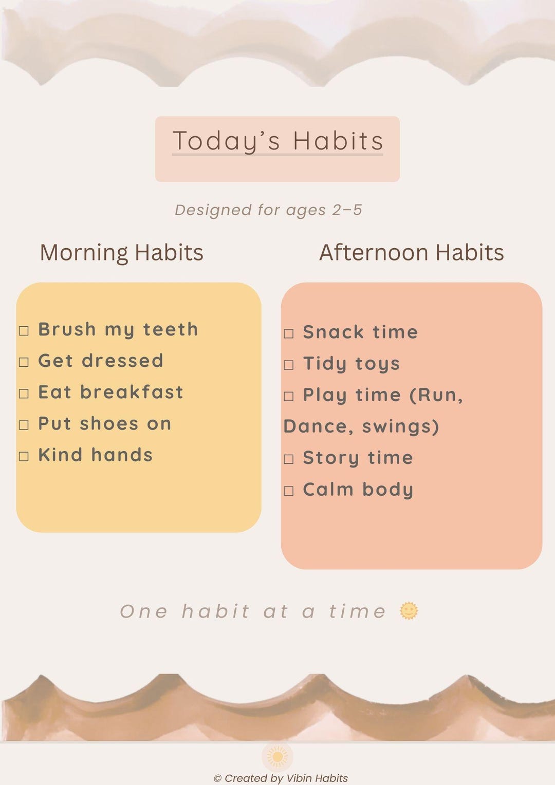 Kids Daily Routine Checklist Printable | Morning & Afternoon Habits ...