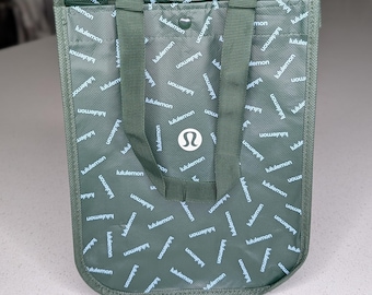 Bolsa de compras reutilizable para yoga Lululemon, pequeña, verde oscuro, para almuerzo, ligera y ecológica. **Personalización a pedido**