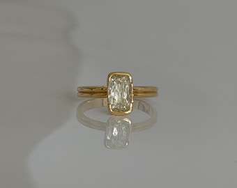 Anello con diamante naturale da 1,01 ct certificato GIA, taglio antico a cuscino allungato, oro 18 carati, purezza VS1, gioiello di alta qualità.