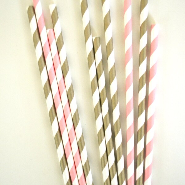 Pink Ballerina Paper Straws // Little Princess // Gold and pink //  Baby shower // Cake Pops // Party favors