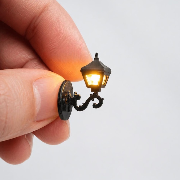 Miniature Wall Lamp 3pcs Dollhouse Diorama Garden Street Scene Decor Set