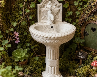 Lavabo vintage realista para casa de muñecas, baño, jardín de hadas, decoración a escala 1:12