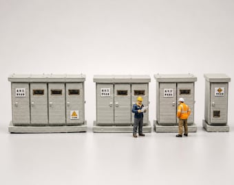 Caja de transformador a escala HO, diorama ferroviario, modelos de gabinete eléctrico, 4 estilos
