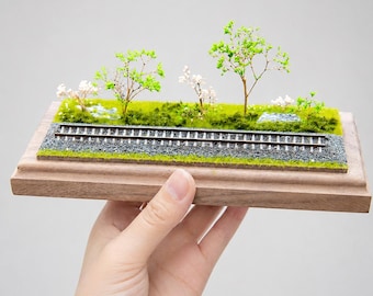 Base de exhibición para diorama de mini ferrocarril, modelo de escena lista para usar, regalo, paisaje DIY
