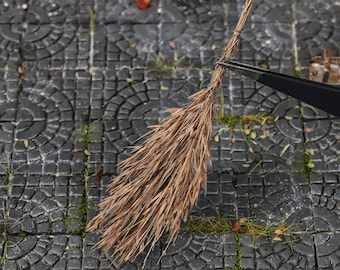 3PCS Handmade Mini Broom & Firewood Set Rustic Farm Courtyard Dollhouse Diorama Decor