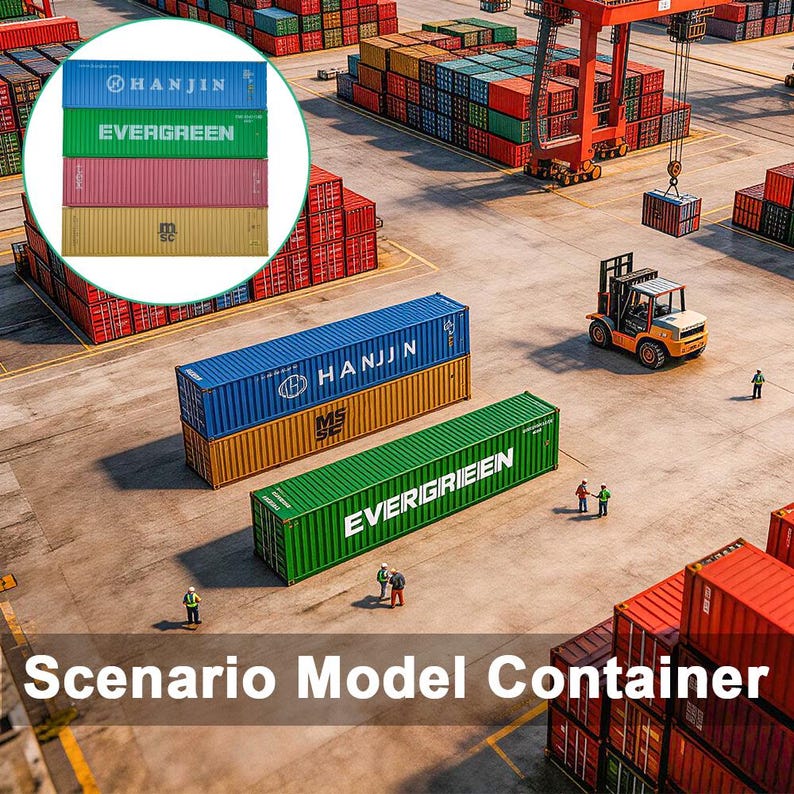 HO Scale Mini Shipping Container Model, Diorama Building Accessory for ...
