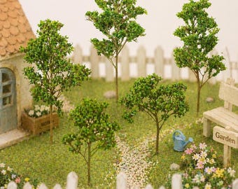 Mini árboles realistas, 5 piezas, 8-12 cm, diorama, modelo de paisaje, set de escenografía.