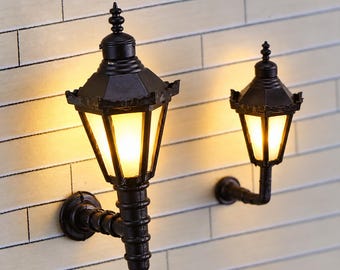 Miniature LED Wall Lamps for Diorama Railway Building Street Scene, Multiple Size Options